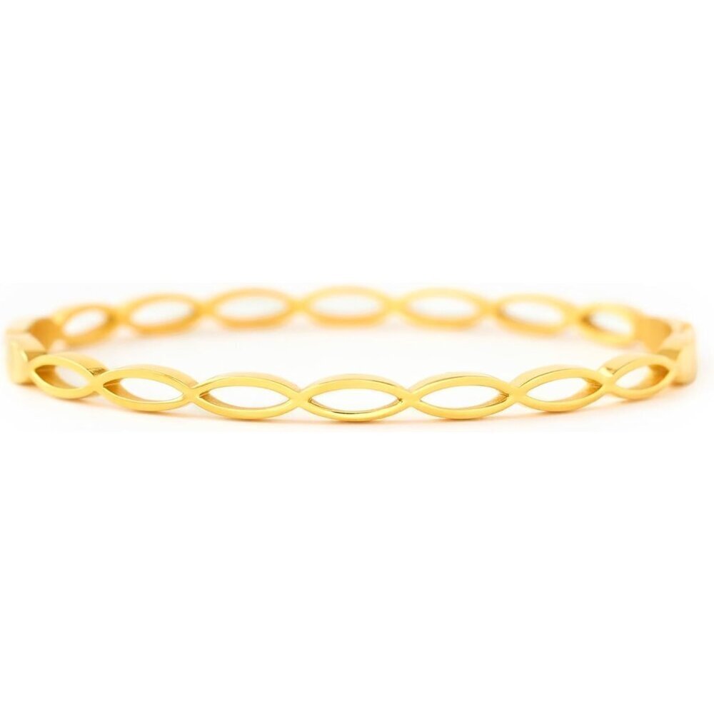 Women's Double Wave Evil Eye Protection Jewelry Non Tarnish Gold Cuff Bangle